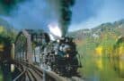Steaming up the New River Gorge, with NKP 765